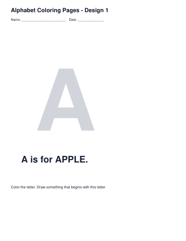 Alphabet Coloring Pages – Design 1 printable preview