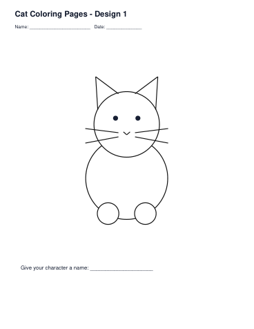 Cat Coloring Pages – Design 1 printable preview