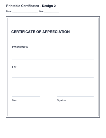 Printable Certificates – Design 2 printable preview
